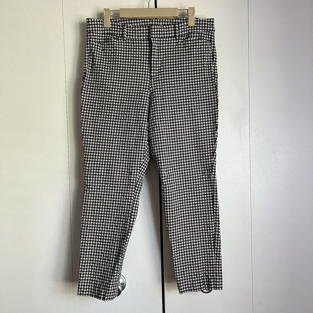 Old Navy High-Rise Pixie Skinny Ankle Pants Women's 12 Houndstooth Black White